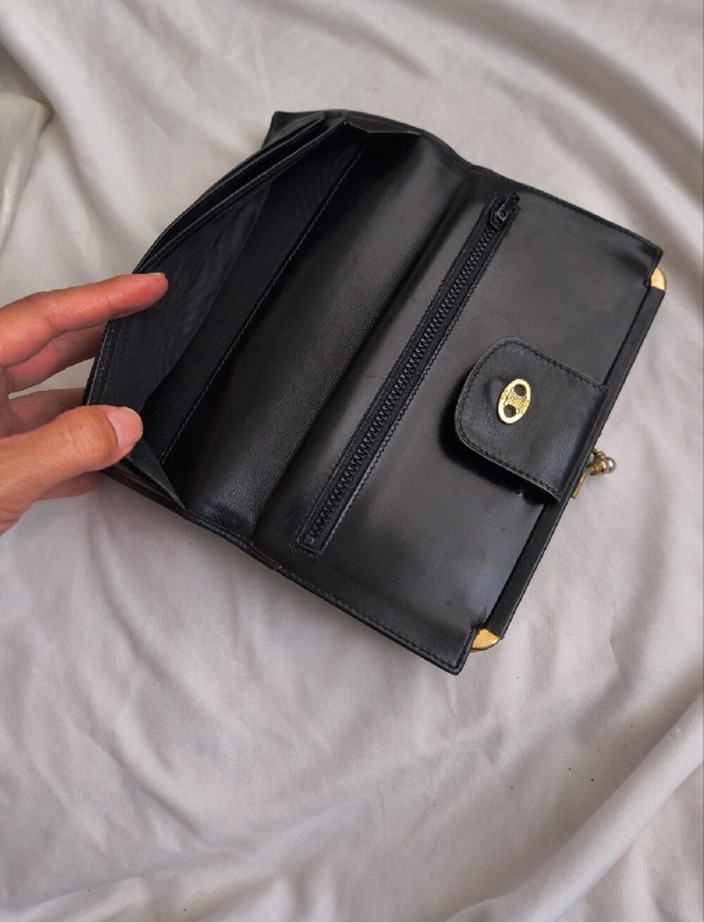 Celine Paris Black Leather Wallet with Gold Hardware - Picture 5 of 15
